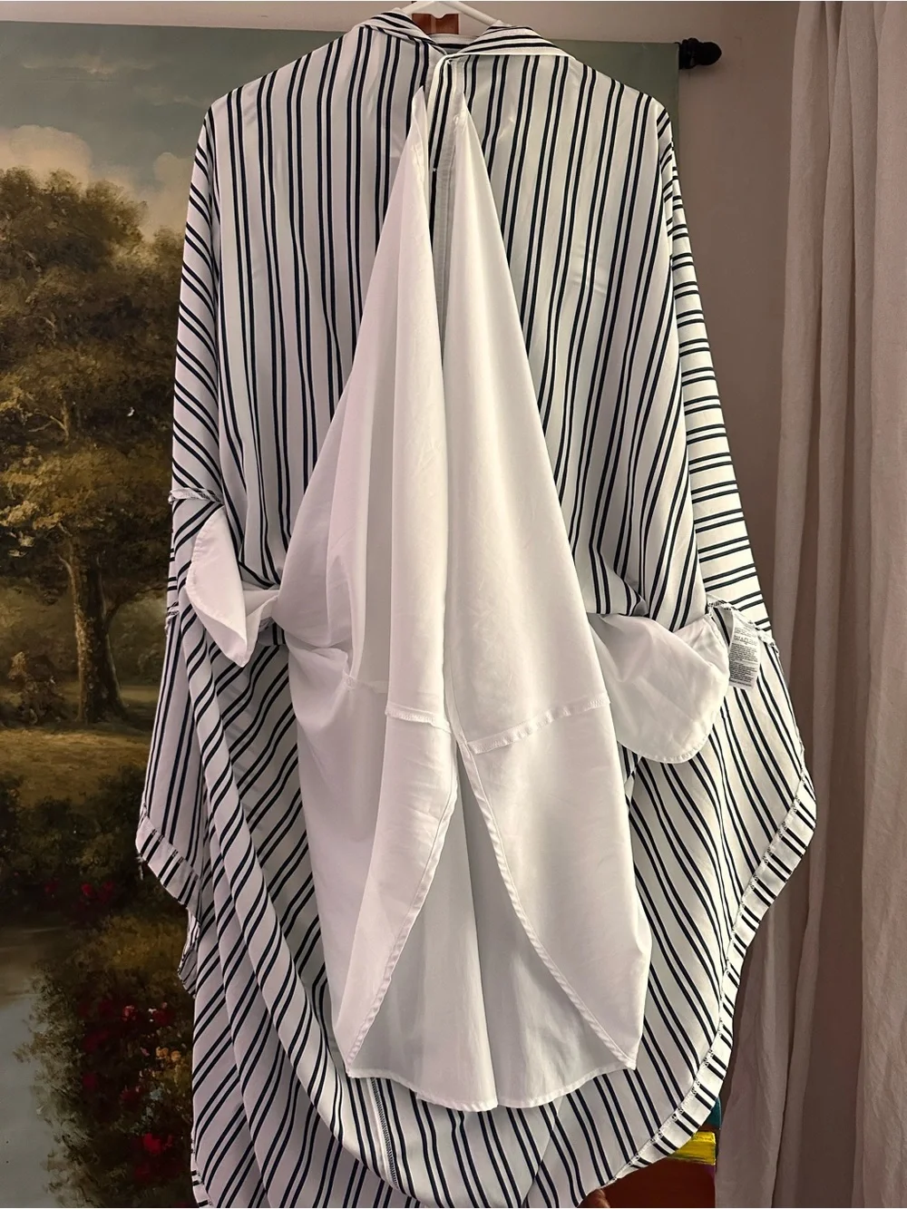 Banana Republic White and Black Vertical Stripe Maxi Shirt Dress - Picture 8 of 8